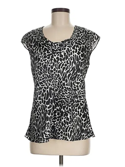Pre-owned Ak Anne Klein Short Sleeve Top Black Scoop Neck Tops
