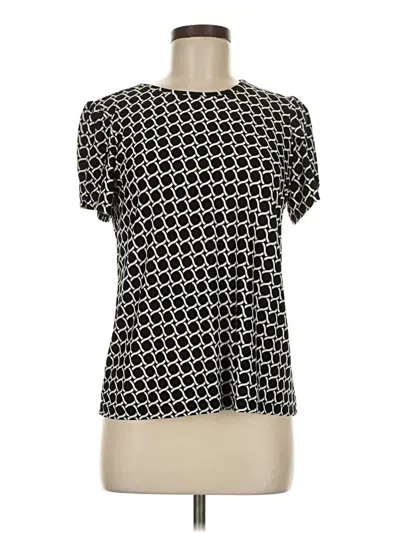 Pre-owned Ak Anne Klein Short Sleeve Top Black Square Neckline Tops