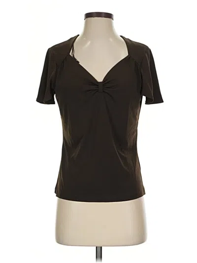 Pre-owned Ak Anne Klein Short Sleeve Top Black Sweetheart Neckline Tops