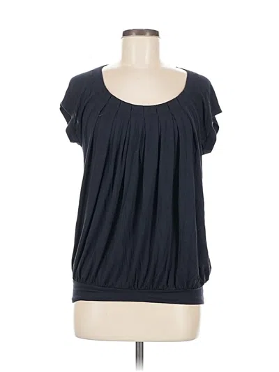 Pre-owned Ak Anne Klein Short Sleeve Top Blue Scoop Neck Tops