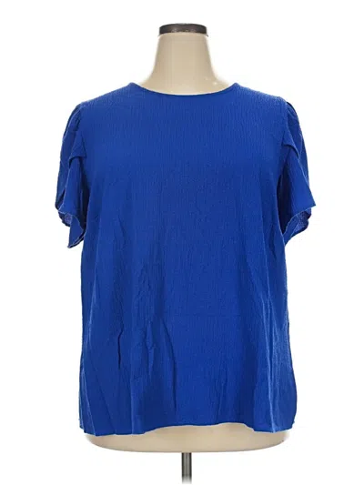 Pre-owned Ak Anne Klein Short Sleeve T-shirt In Blue