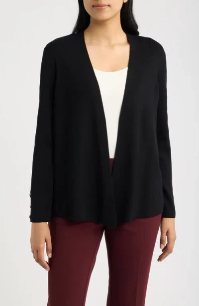Ak Anne Klein Side Slit Cardigan In Anne Black