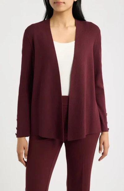 Ak Anne Klein Side Slit Cardigan In Brown