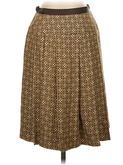 Pre-owned Ak Anne Klein Silk Skirt In Brown
