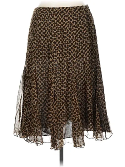 Pre-owned Ak Anne Klein Silk Skirt In Gold