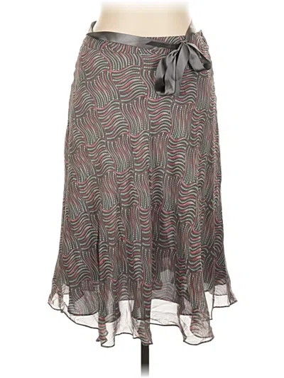 Pre-owned Ak Anne Klein Silk Skirt In Gray