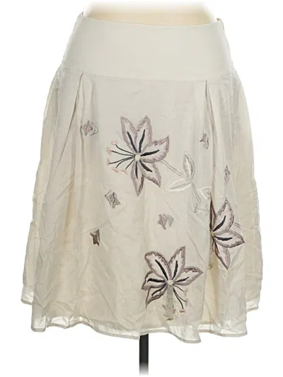 Pre-owned Ak Anne Klein Silk Skirt In Ivory