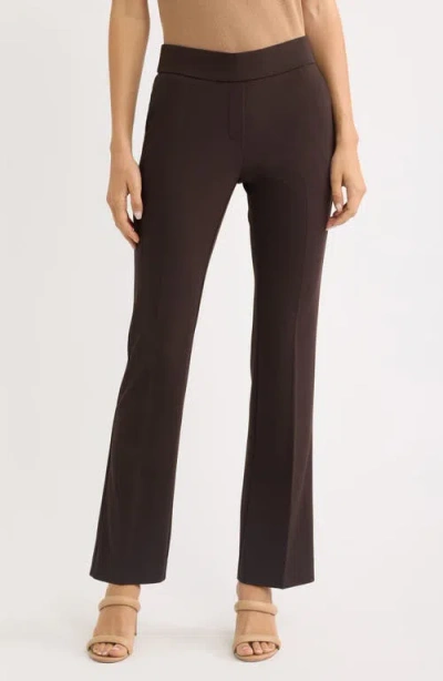 Ak Anne Klein Slash Pocket Crepe Pull-on Pants In Brown