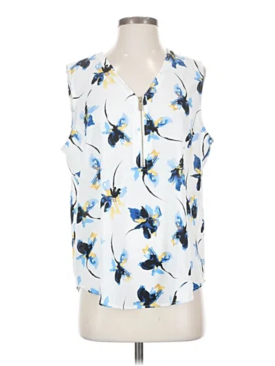 Pre-owned Ak Anne Klein Sleeveless Blouse In White