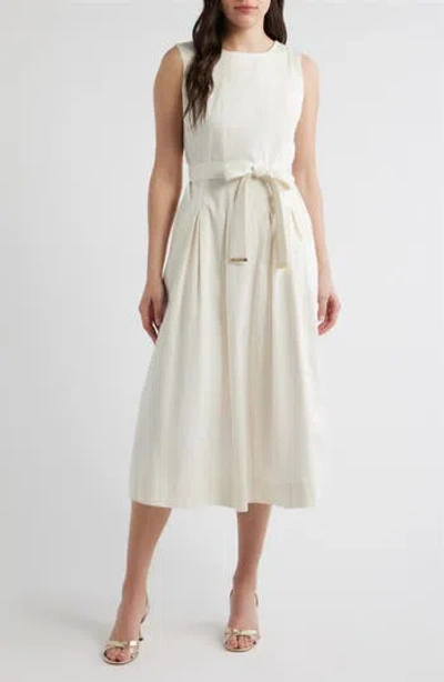 Ak Anne Klein Sleeveless Stretch Cotton Midi Dress In Yellow