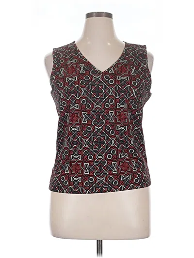 Pre-owned Ak Anne Klein Sleeveless Top Burgundy V-neck Tops