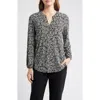Ak Anne Klein Split Neck Top In Multi