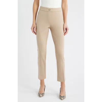 Ak Anne Klein Straight Leg Pull-on Pants In Neutral