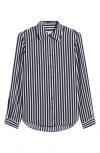 Ak Anne Klein Stripe Button-up Shirt In Blue