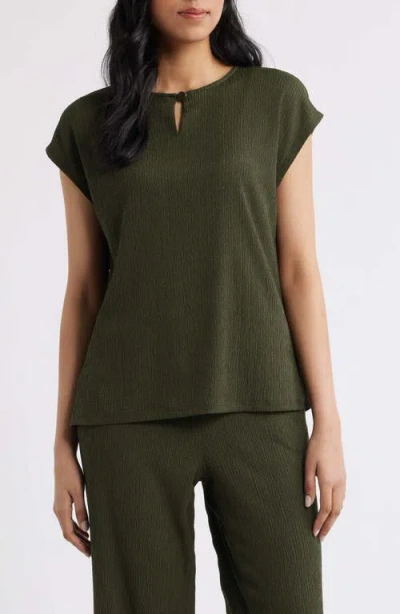 Ak Anne Klein Textured Keyhole Top In Multi