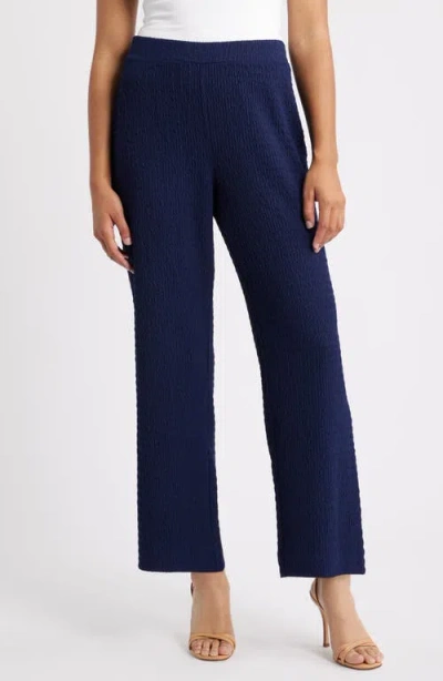 Ak Anne Klein Textured Knit Wide Leg Pants In Multi