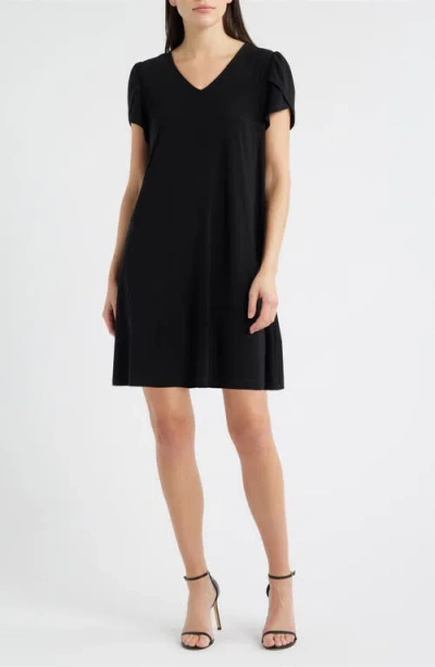 Ak Anne Klein Tulip Sleeve Swing Dress In Black