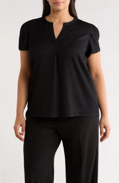 Ak Anne Klein Tulip Sleeve Top In Black