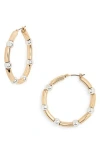 Ak Anne Klein Two-tone Stationed Hoop Earrings In Multi