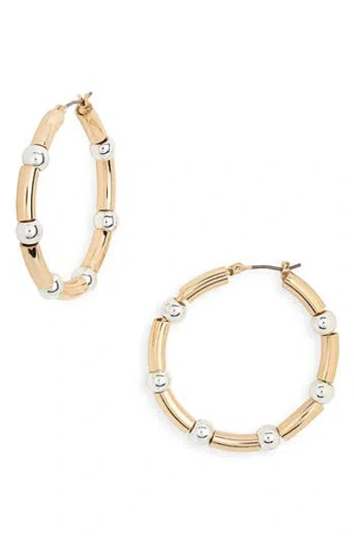 Ak Anne Klein Two-tone Stationed Hoop Earrings In Multi