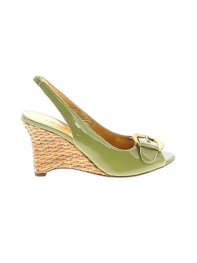 Pre-owned Ak Anne Klein Wedges In Green