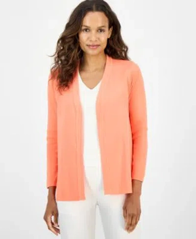 Ak Anne Klein Womens Newport Open Front Cardigan P Xxs Xl In Orange