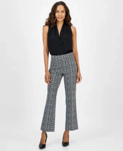 Ak Anne Klein Womens Printed Cool Crepe Pull On Pants Xs P Xxl In Gray