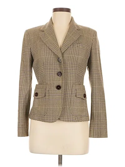 Pre-owned Ak Anne Klein Wool Blazer Jacket In Brown