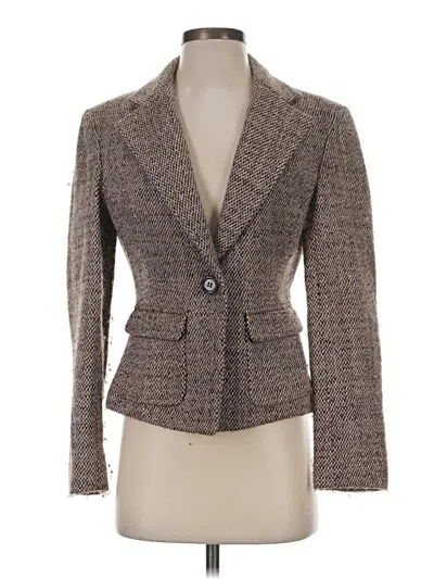 Pre-owned Ak Anne Klein Wool Blazer Jacket In Brown