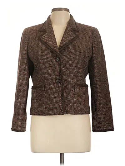 Pre-owned Ak Anne Klein Wool Blazer Jacket In Brown