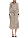 Ak Collection By Yal Women's Checked Midi-shirtdress In Neutral