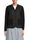 Ak Collection By Yal Women's Quilted Cotton-blend Cardigan In Black