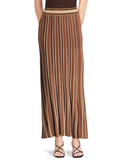Ak Collection By Yal Women's Striped Shimmer Sheath Maxi Shirt In Neutral