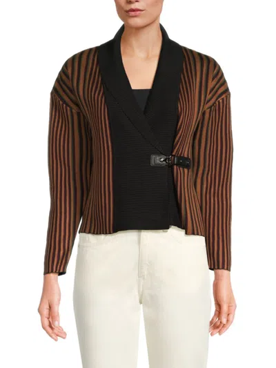 Ak Collection By Yal Women's Striped Wool-blend Cardigan In Multi