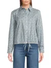 Ak Collection By Yal Yal New York Women's Tile-print Drawstring-waist Shirt In Blue
