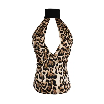 Ak Royalty Resortwear Women's Black / Brown Capri Top Leopard In Multi