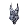 Ak Royalty Resortwear Women's Black / Grey Laguna One Piece Swimsuit Snow Leopard