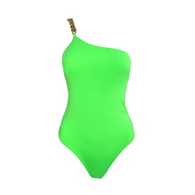 Ak Royalty Resortwear Women's Isabelle One Shoulder Swimsuit Apple Green