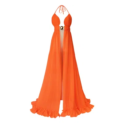 Ak Royalty Resortwear Women's Yellow / Orange Olivia Buckle Coverup Neon Orange