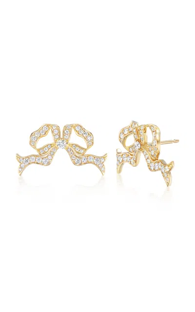 Akaila Reid 18k Yellow Gold Diamond Pavè Bow Earrings