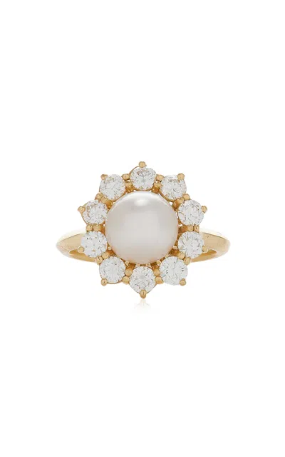 Akaila Reid 18k Yellow Gold Diamond; Pearl Ring