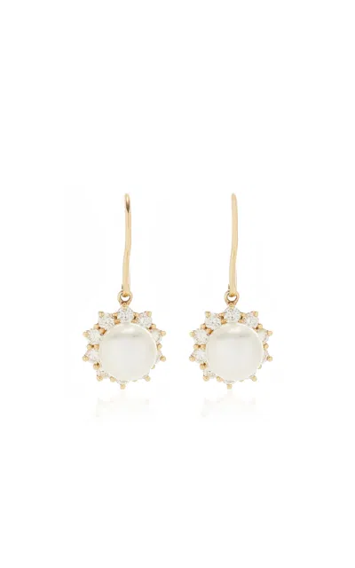 Akaila Reid Extra Small 18k Yellow Gold Diamond; Pearl Earrings In White