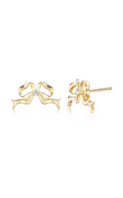 Akaila Reid Mini 18k Yellow Gold Diamond Bow Earrings