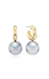Akaila Reid Mini 18k Yellow Gold Tahitian Pearl Earrings In Grey