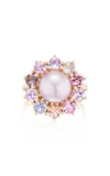Akaila Reid One-of-a-kind 18k Yellow Gold Pearl; Sapphire Ring In Pink