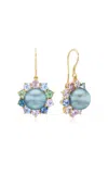 Akaila Reid One-of-a-kind 18k Yellow Gold Tahitian Pearl; Sapphire Earrings In Multi