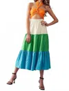 Akaiv Saddle Color Block Dress In Multi
