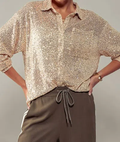Akaiv Shine Through Sparkle Shirt In Gold