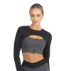 Akalia Alisha Color Block Activewear Long Sleeve Top In Black