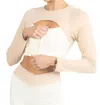 Akalia Alisha Color Block Activewear Long Sleeve Top In Beige In Multi
